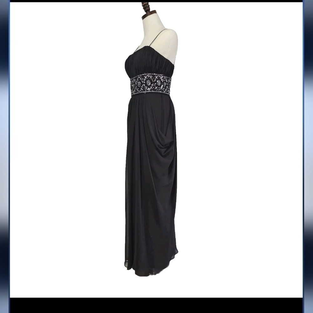 Hailey Adrianna Papell Black Formal Elegant Sexy Evening Prom Beaded Long Gown 6 - Picture 4 of 16